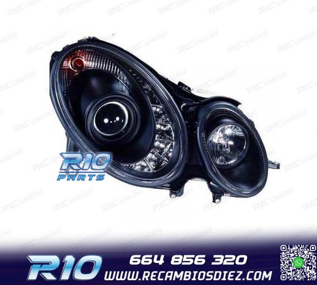 FAROS MERCEDES CLASE E W211 02-06 LUZ DIURNA FONDO NEGRO