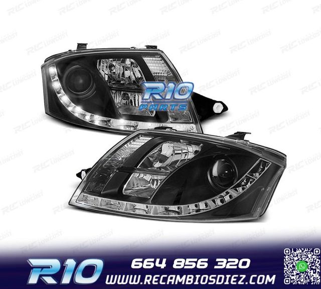 FAROS AUDI TT 98-05 LUZ DIURNA REAL LED FONDO NEGRO