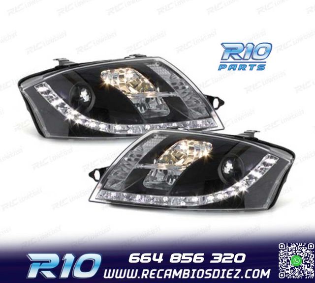 FAROS AUDI TT 98-05 LUZ DIURNA REAL LED FONDO NEGRO