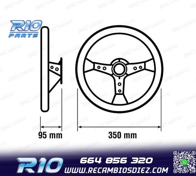 VOLANTE INVERTIDO PIEL VUELTA NEGRO CON BRAZOS NEGROS Y RIBE