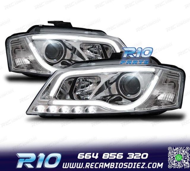 FAROS AUDI A3 8P 08-12 LUZ DIURNA TUBE LIGHT FONDO CROMO