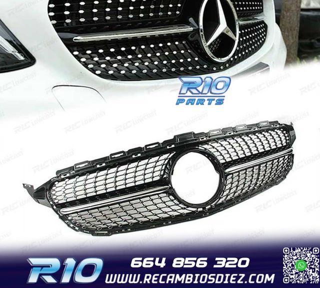 PARRILLA MERCEDES W205 C205 AMG 19- LOOK DIAMOND NEGRO