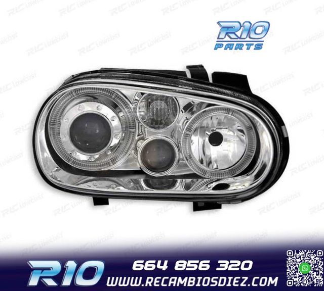 FAROS VOLKSWAGEN VW GOLF 4 LOOK R32 OJOS ANGEL FONDO CROMO