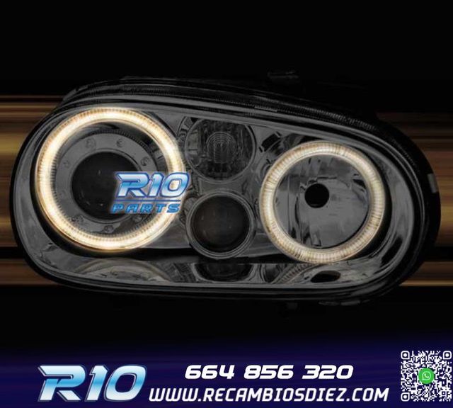 FAROS VOLKSWAGEN VW GOLF 4 LOOK R32 OJOS ANGEL FONDO CROMO