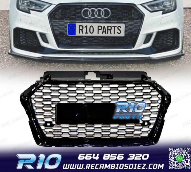 PARRILLA AUDI A3 16-20 LOOK RS3 NEGRO