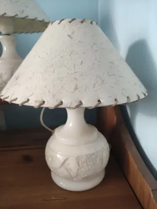 2 Lámparas de mesa alabastro y papel