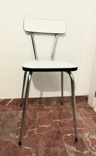 Silla cocina formica blanca y metal