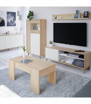 Vitrina 3 Puertas. Roble Canadian/Blanco Artik