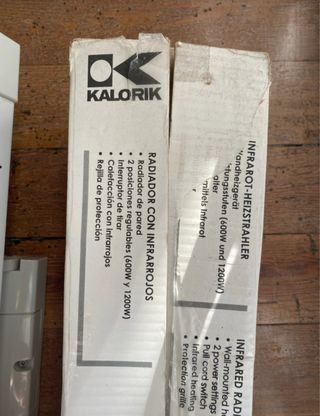 Radiador Infrarrojos Kalorik Pared 600W/1200W