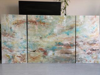 Quadri astratti. Dipinti a mano. Trittico