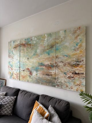 Quadri astratti. Dipinti a mano. Trittico