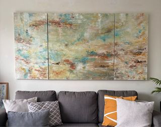 Quadri astratti. Dipinti a mano. Trittico