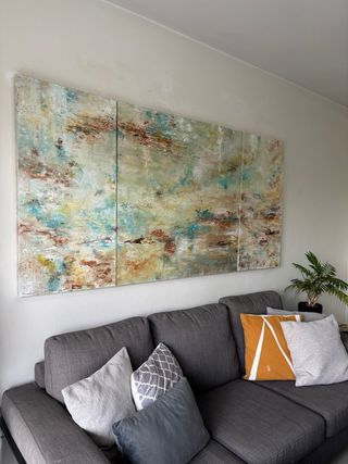 Quadri astratti. Dipinti a mano. Trittico