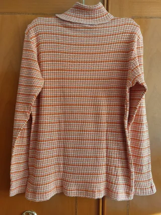 Jersey cuello alto rayas naranja y blanco