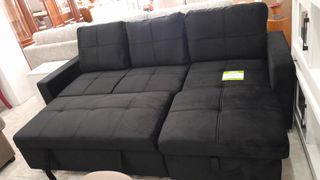 Chaiselongue reversible gris con arcón