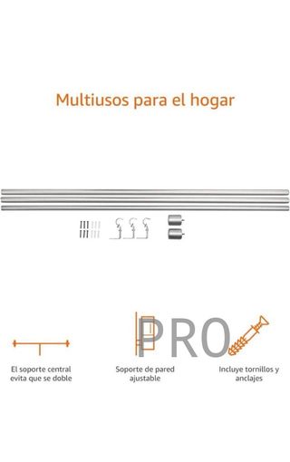 Barrette per tende Amazon Basics con terminali coperti, 183-365,8 cm, nichel