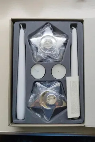 Set 2 portacandele a stella e 2 candele