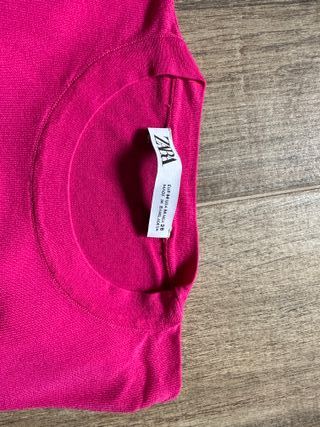 Top Punto Zara Rosa Fucsia Talla M Manga Corta