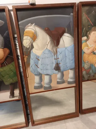 3 Espejos grandes Litografías Botero Madera Crista