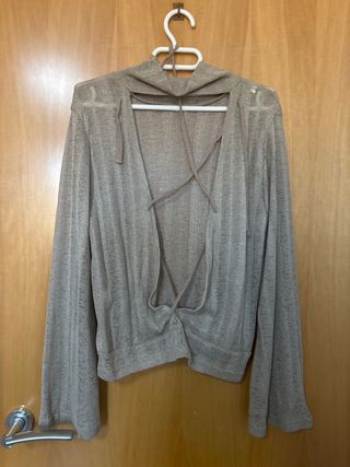 Jersey semitransparente de punto beige