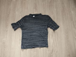 Top H&M Gris Jaspeado Talla XS Crop