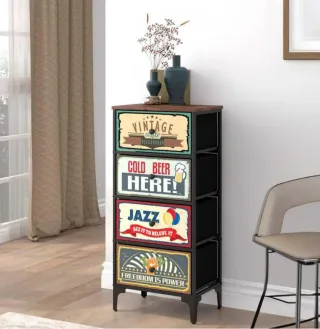 Cómoda Retro 4 Cajones Diseño Vintage