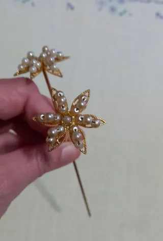 Aderezo Fallera Niña Perlas Dorado. Hasta unos 11