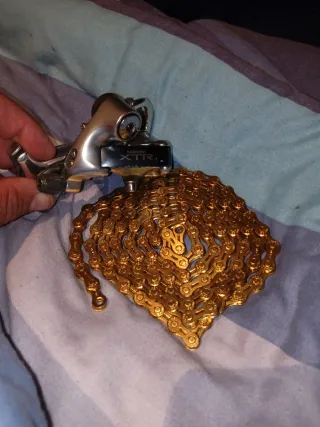 Cambio XTR M900 y Cadena Dorada Nueva