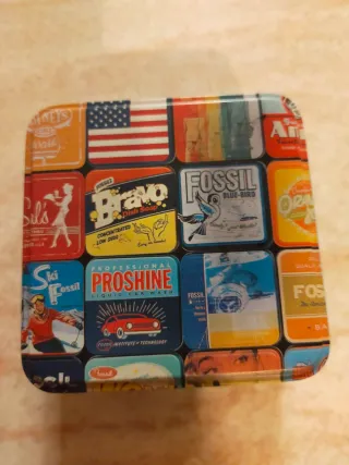 2 Scatole Latta Fossil Vintage