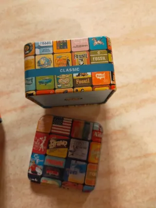 2 Scatole Latta Fossil Vintage