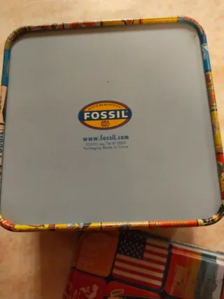 2 Scatole Latta Fossil Vintage