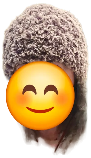 Gorro lana pelo beige y morado