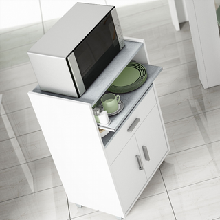 Mueble Microondas Chef. Blanco y Cemento