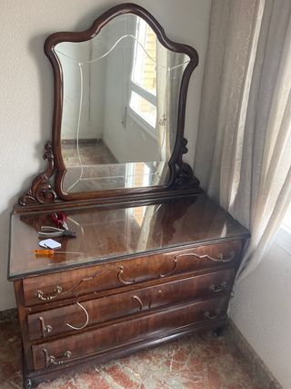 Tocador vintage madera y cristal
