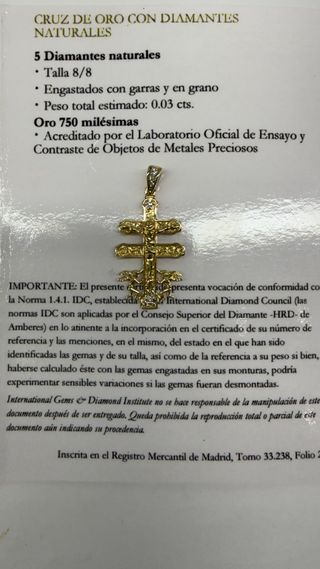 Cruz de Carabaca 18 k