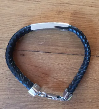 Pulsera Lotus Style Cuero Trenzado Plata