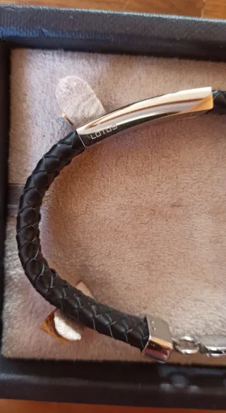 Pulsera Lotus Style Cuero Trenzado Plata