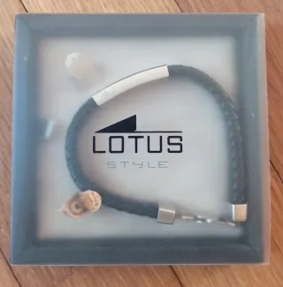 Pulsera Lotus Style Cuero Trenzado Plata