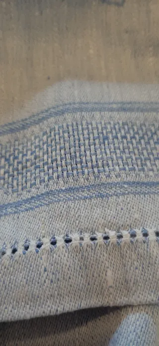 Set asciugamano/ospite lino Aida blu/bianco