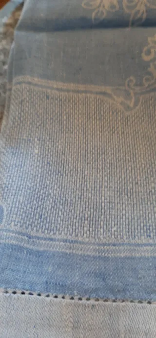 Set asciugamano/ospite lino Aida blu/bianco