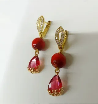 Orecchini cristallo resina occhio tigre amaranto