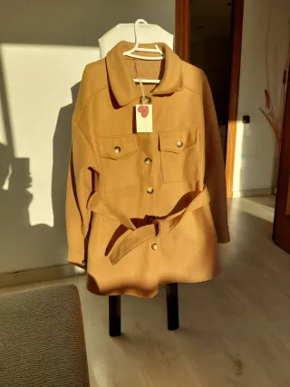 Abrigo paño 3/4 marrón nuevo