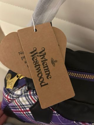 Bolso Vivienne Westwood Cuadros Morado Negro