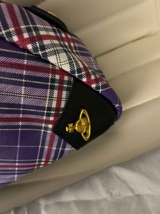 Bolso Vivienne Westwood Cuadros Morado Negro