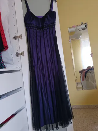 Vestido fiesta morado y negro