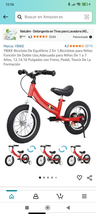 Bicicleta YBIKE 2 en 1 (hasta 6/7 años)