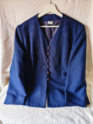 Chaqueta azul oscuro mujer talla L señora elegante
