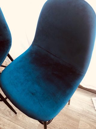 Set di 2 sedie da bar in velluto blu e metallo