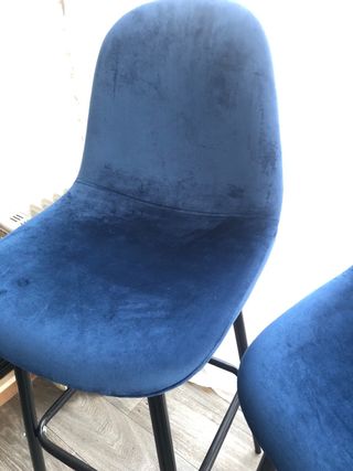 Set di 2 sedie da bar in velluto blu e metallo