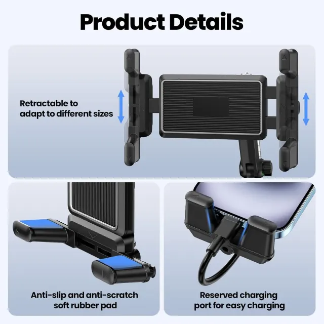 Supporto per Tablet da Auto per Parabrezza, Supporto per iPad con Ventosa Regolabile per Braccio per Auto, Supporto per Tablet per Smartphone e Tablet da 4,7-9,7 Pollici per Auto e Scrivania (Nero)